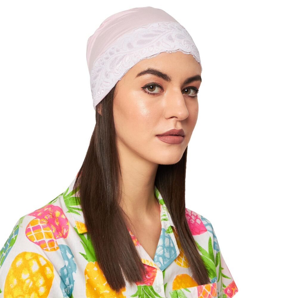 2424 Luxurious Bamboo Lace Sleep Cap Free Size Chemo Hair Loss Headwear - Picture 1 of 6